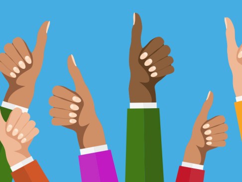 multicolored thumbs up